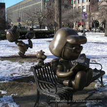 decoração do jardim ao ar livre metal artesanato bronze escultura snoopy